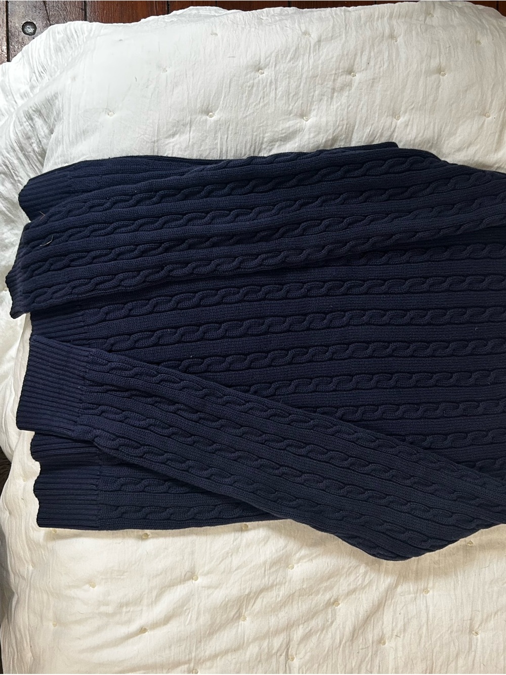 Lilly Pulitzer Navy Cable-Knit Crewneck Sweater with Pink Trim - Picture 6 of 6